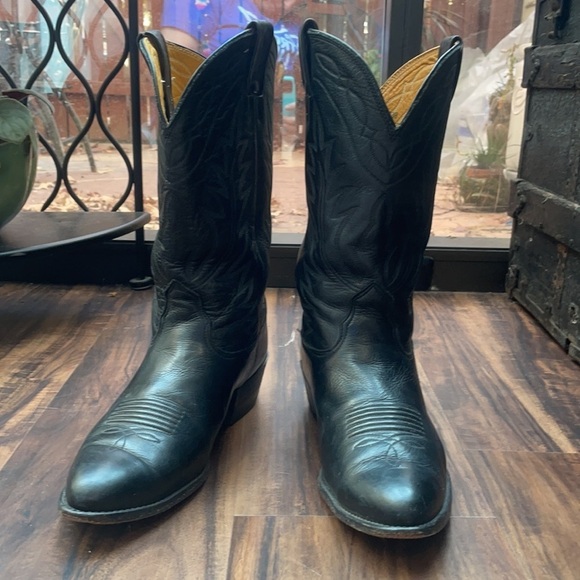 Nocona boots black genuine leather Men Cowboy Western 8.5 EE style number 7501 - Picture 4 of 14